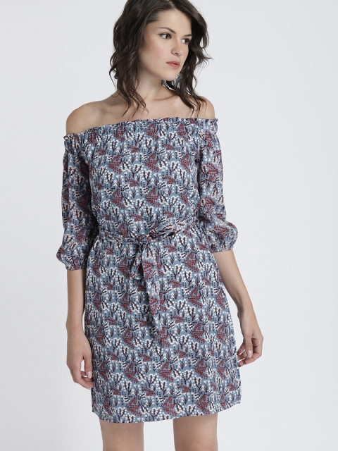 

Chemistry Women Blue Printed A-Line Dress