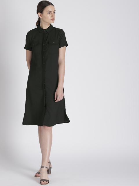 

Chemistry Women Black Solid Shirt Dress