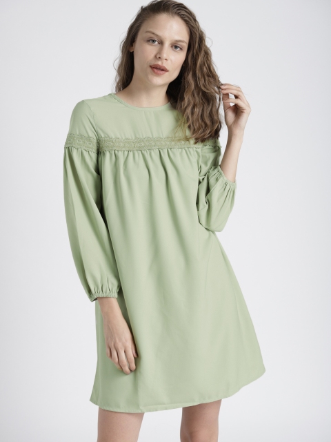 

Chemistry Women Green Solid A-Line Dress