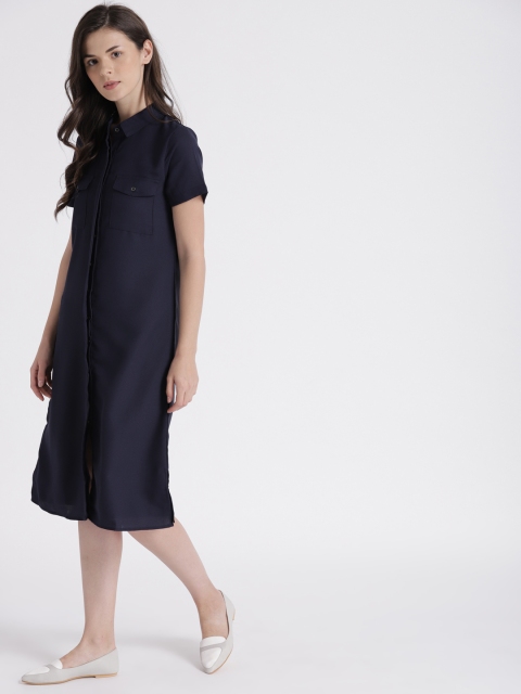 

Chemistry Women Navy Blue Solid Shirt Dress