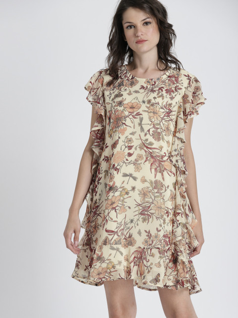

Chemistry Women Cream-Coloured Printed A-Line Dress