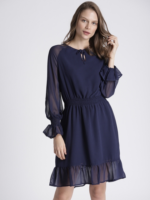 

Chemistry Women Blue Solid Fit and Flare Dress