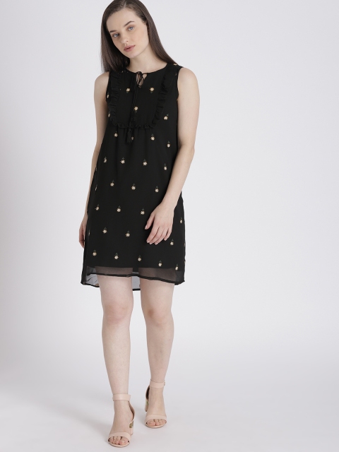 

Chemistry Women Black Embroidered Sheath Dress