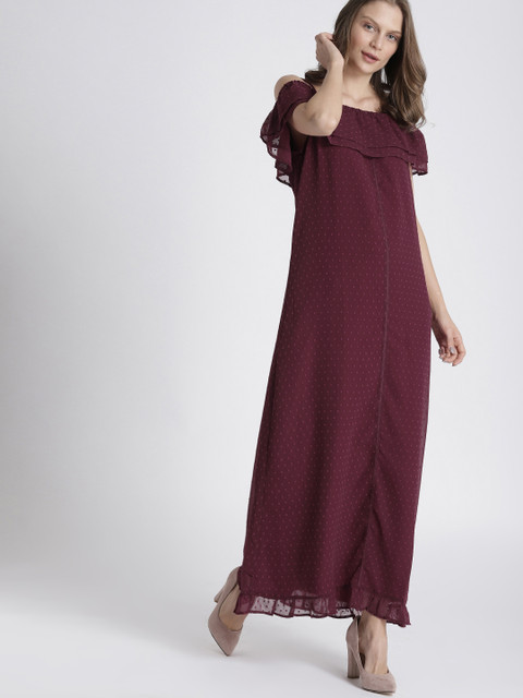 

Chemistry Women Burgundy Solid Maxi Dress