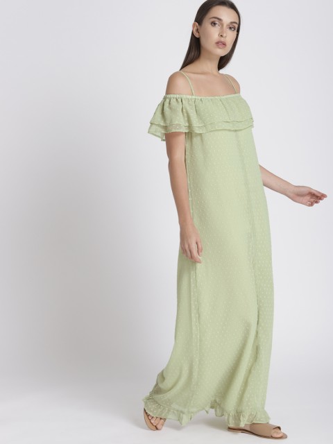 

Chemistry Women Green Self-Design Maxi Dress