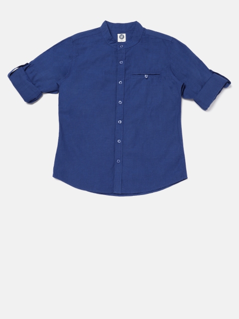 

YK Boys Blue Regular Fit Solid Casual Shirt