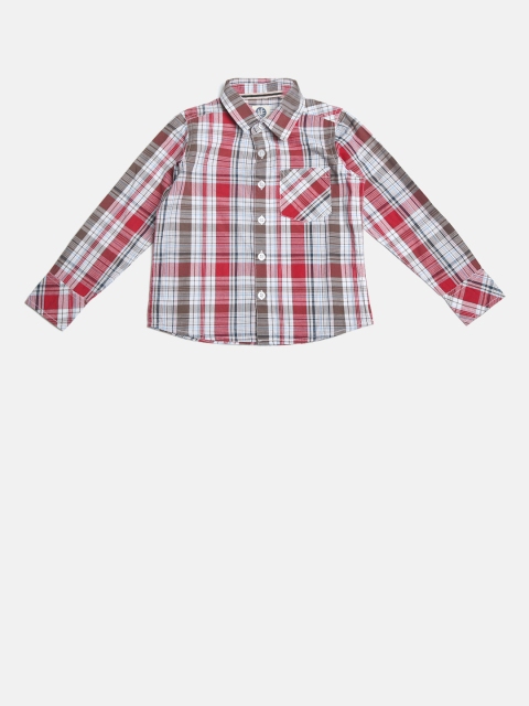 

YK Boys Red & White Regular Fit Checked Casual Shirt