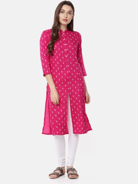 

Melange by Lifestyle Women Pink Printed Straight Kurta