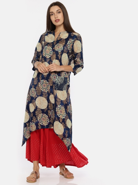 

Melange by Lifestyle Women Navy Blue Printed A-Line Kurta