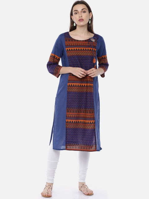 

Melange by Lifestyle Women Blue Printed A-Line Kurta