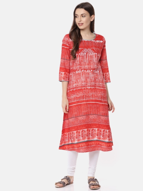 

Melange by Lifestyle Women Red Printed A-Line Kurta