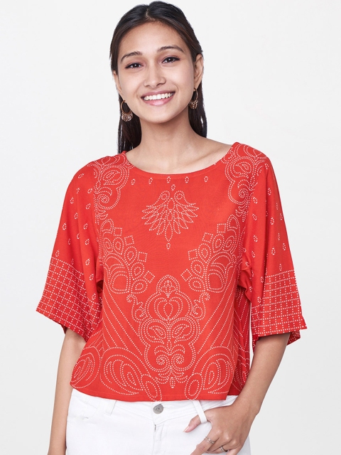 

Global Desi Women Red Printed Top