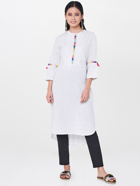 

Global Desi Women Off-White Striped A-Line Kurta