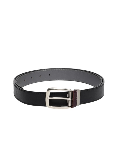 

Hidesign Men Black & Grey Solid Reversible Belt