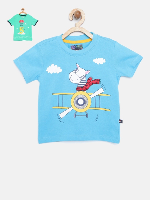 

Nauti Nati Boys Pack of 2 Printed T-shirts, Blue