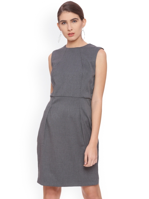 

Van Heusen Woman Women Grey Self-Design A-Line Dress