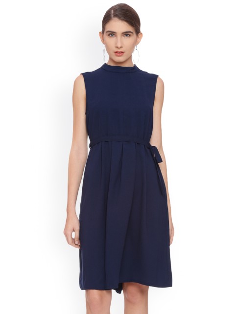 

Van Heusen Woman Navy Blue Solid Fit and Flare Dress