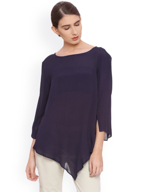 

Van Heusen Woman Navy Blue Solid Top