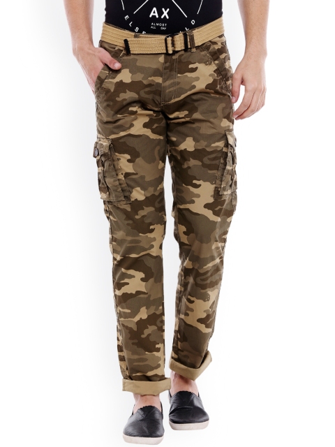 

beevee Men Khaki Regular Fit Printed Cargos