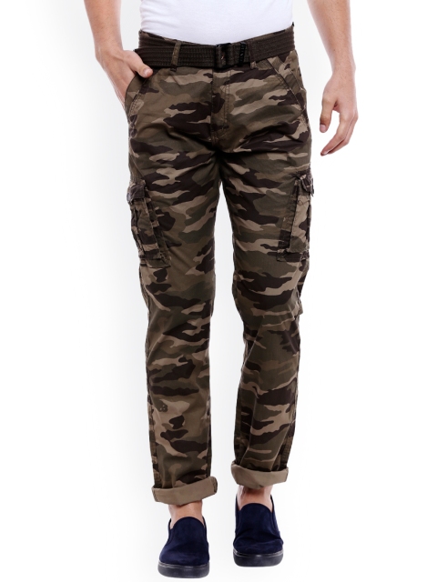 

beevee Men Brown Regular Fit Camouflage Printed Cargos