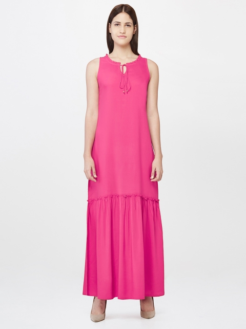 

AND Women Pink Solid Maxi Dress