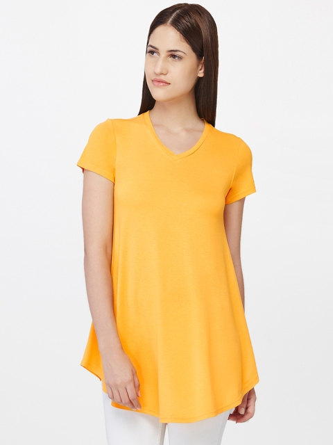 

AND Women Mustard Solid A-Line Top