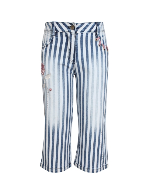 

CUTECUMBER Girls Blue & White Regular Fit Mid-Rise Clean Look Jeans