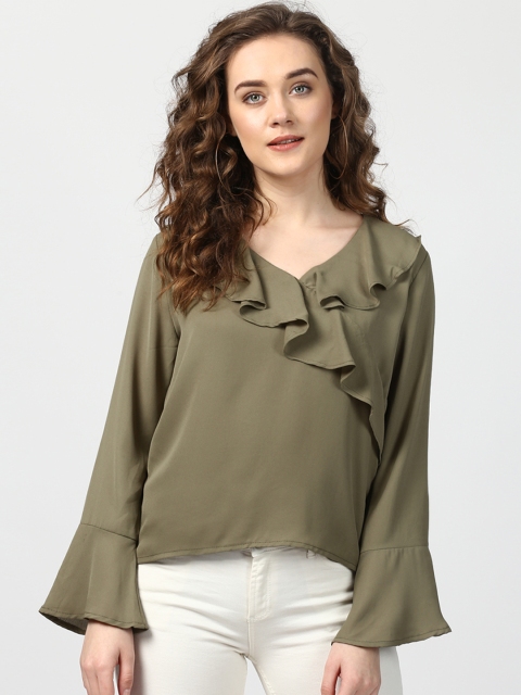 

Harpa Women Olive Green Solid Top