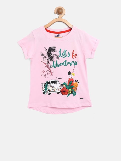 

Lee Cooper Girls Pink Printed Round Neck T-shirt