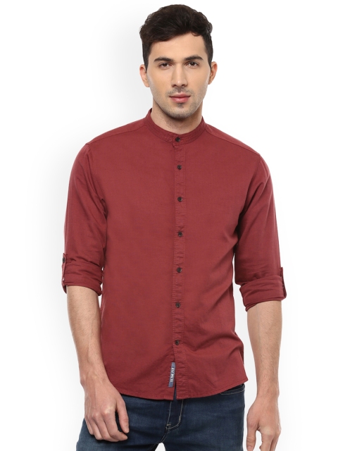 

People Men Maroon Slim Fit Solid Casual Shirt