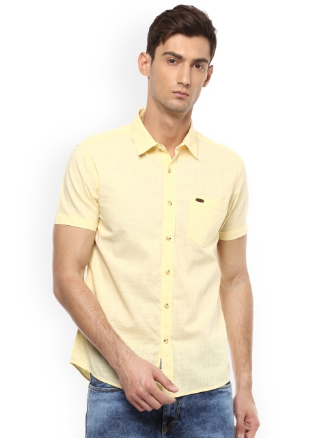 

People Men Yellow Regular Fit Solid Casual Shirt
