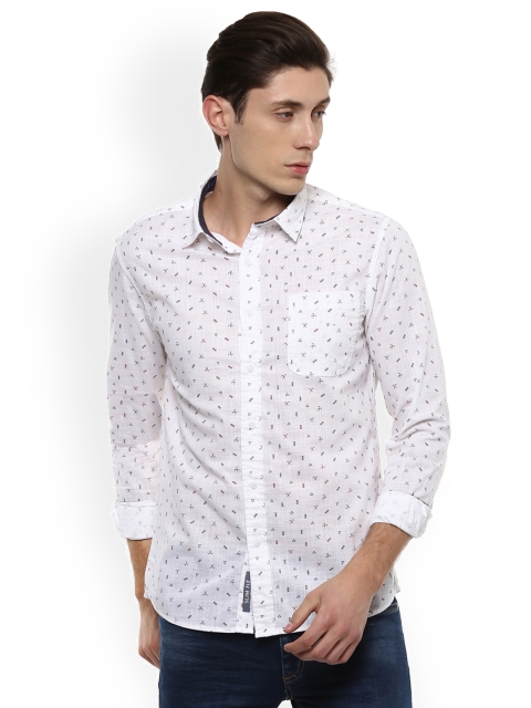 

People Men White Regular Fit Printed Casual Shirt