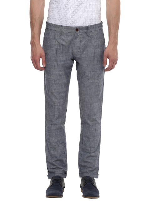 

People Men Grey Slim Fit Solid Regular Trousers