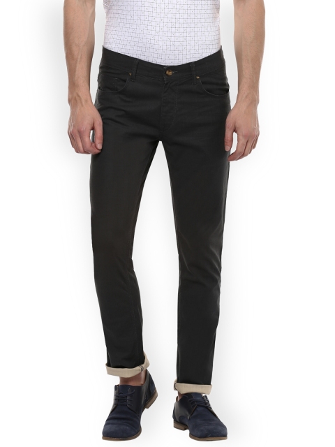 

People Men Black Slim Fit Solid Regular Trousers