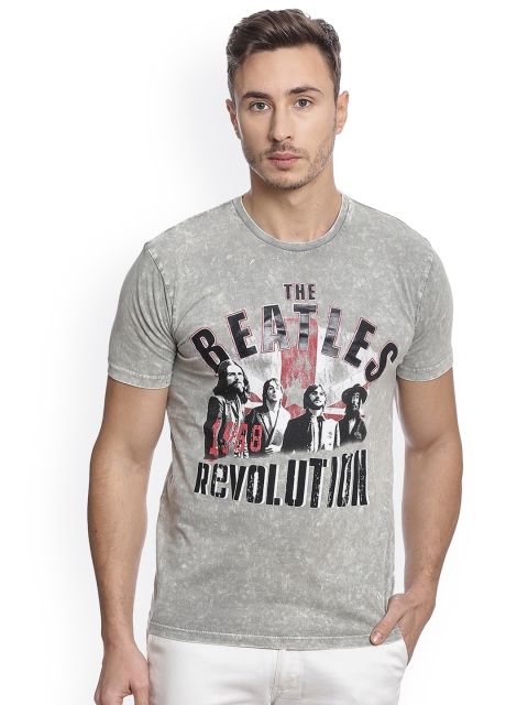 

Free Authority Men Grey Music Printed Round Neck T-shirt