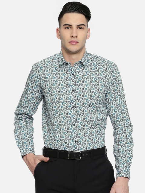

V Dot Men Blue Slim Fit Printed Casual Shirt