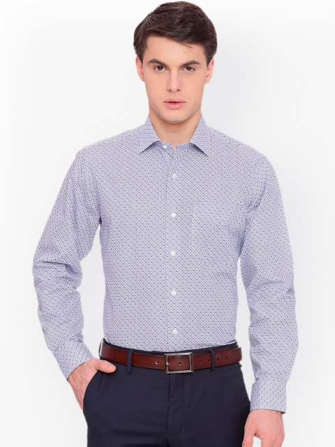 

Van Heusen Men White & Blue Slim Fit Printed Formal Shirt