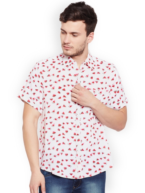 

Oxolloxo Men White & Red Comfort Regular Fit Printed Casual Shirt