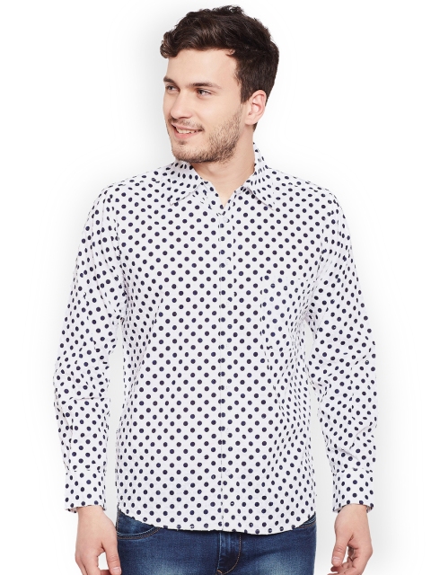 

Oxolloxo Men White & Black Comfort Regular Fit Printed Casual Shirt