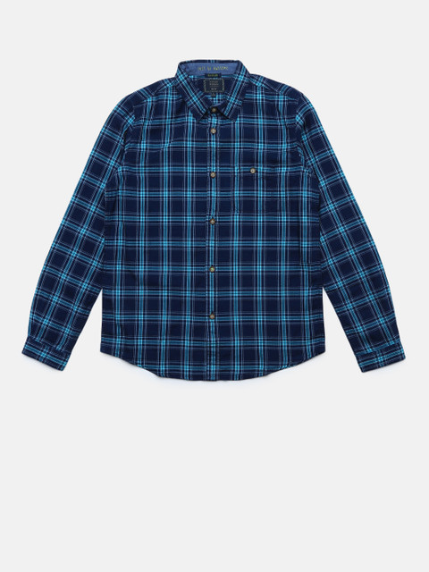 

Indian Terrain Boys Blue Regular Fit Checked Casual Shirt