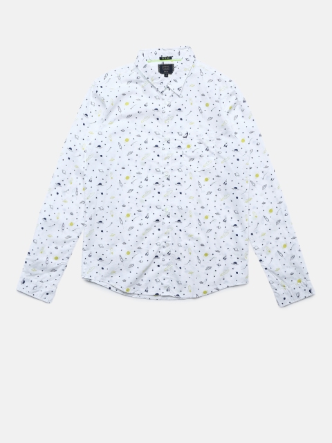 

Indian Terrain Boys White Regular Fit Printed Casual Shirt