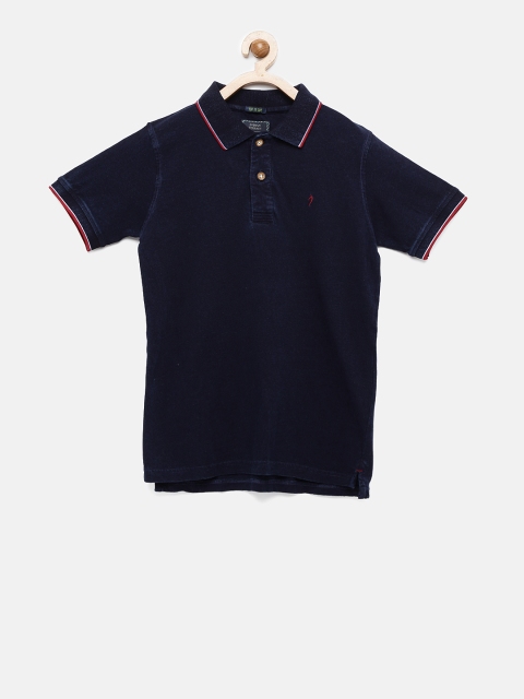 

Indian Terrain Boys Navy-Blue Solid Polo Collar T-shirt
