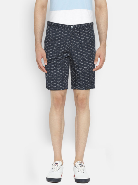 

Van Heusen Sport Men Navy Blue Printed Slim Fit Regular Shorts