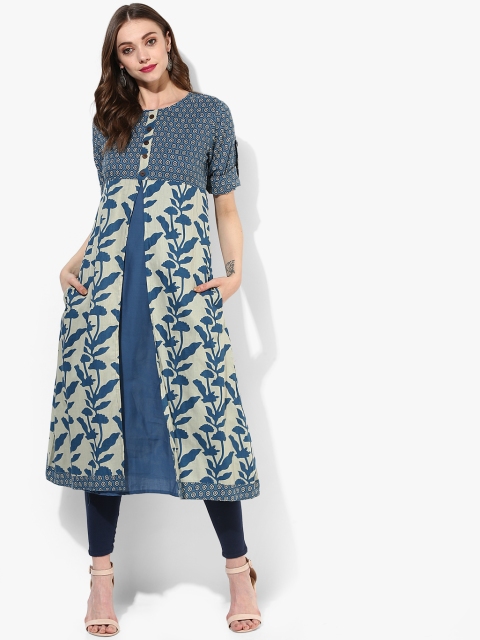 

Sangria Women Blue Printed A-Line Kurta