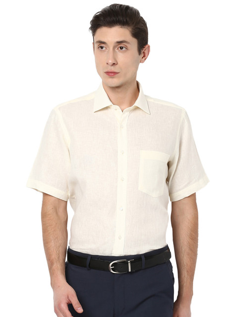 

Van Heusen Men Cream-Coloured Regular Fit Solid Formal Shirt