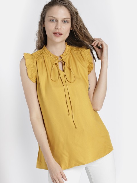 

Chemistry Women Mustard Yellow Solid Top