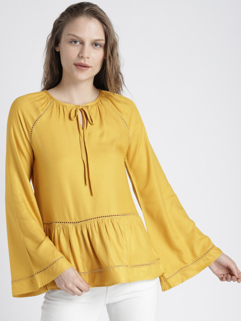

Chemistry Women Mustard Yellow Solid Top