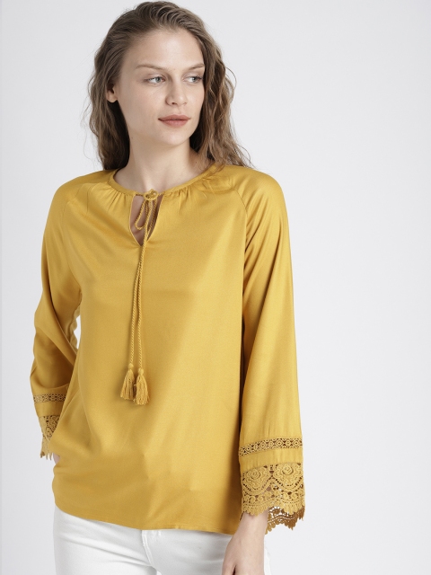 

Chemistry Women Mustard Yellow Solid Top