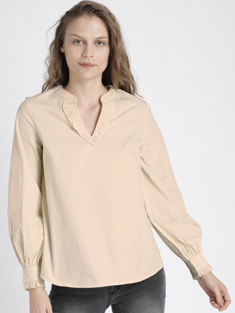 

Chemistry Women Cream-Coloured Solid Top
