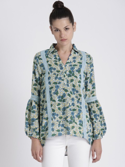 

Chemistry Women Blue Floral Printed High-Low Top